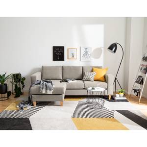 Ecksofa MAISON 2-Sitzer mit Longchair Webstoff - Webstoff Inas: Cappuccino - Longchair davorstehend links