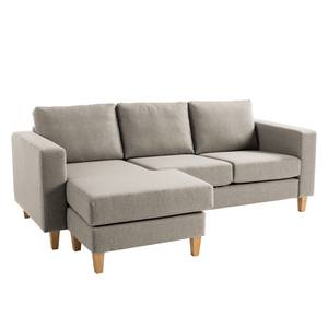 Ecksofa MAISON 2-Sitzer mit Longchair Webstoff - Webstoff Inas: Cappuccino - Longchair davorstehend links