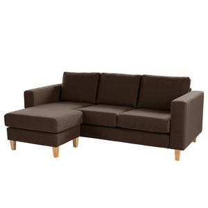 Ecksofa MAISON 2-Sitzer mit Longchair Webstoff - Webstoff Inas: Braun - Longchair davorstehend links