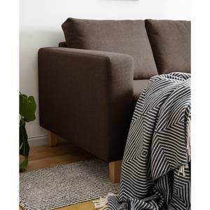 Ecksofa MAISON 2-Sitzer mit Longchair Webstoff - Webstoff Inas: Braun - Longchair davorstehend links