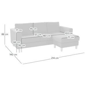 Ecksofa MAISON 2-Sitzer mit Longchair Webstoff - Webstoff Inas: Cubanit - Longchair davorstehend rechts