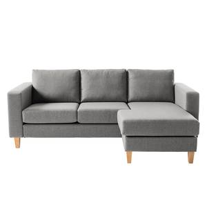 Ecksofa MAISON 2-Sitzer mit Longchair Webstoff - Webstoff Inas: Platin - Longchair davorstehend rechts