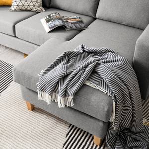 Ecksofa MAISON 2-Sitzer mit Longchair Webstoff - Webstoff Inas: Platin - Longchair davorstehend rechts