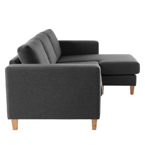 Ecksofa MAISON 2-Sitzer mit Longchair Webstoff - Webstoff Inas: Dunkelgrau - Longchair davorstehend rechts