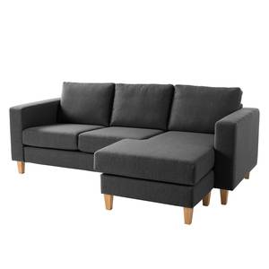 Ecksofa MAISON 2-Sitzer mit Longchair Webstoff - Webstoff Inas: Dunkelgrau - Longchair davorstehend rechts