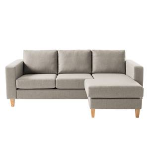 Ecksofa MAISON 2-Sitzer mit Longchair Webstoff - Webstoff Inas: Cappuccino - Longchair davorstehend rechts