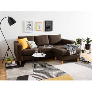 Ecksofa MAISON 2-Sitzer mit Longchair Webstoff - Webstoff Inas: Braun - Longchair davorstehend rechts