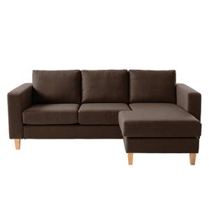 Ecksofa MAISON 2-Sitzer mit Longchair Webstoff - Webstoff Inas: Braun - Longchair davorstehend rechts