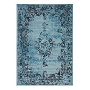 Laagpolig vloerkleed Vintage textielmix - Turquoise - 160 x 230 cm