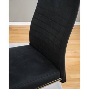 Chaise cantilever Claras Tissu - Noir - Noir - Lot de 2