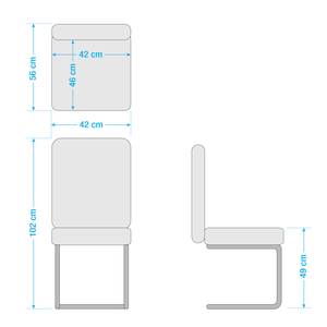 Freischwinger Lezuza Kunstleder / Edelstahl - Kunstleder Leja: Grau - 2er Set