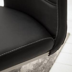 Chaise cantilever Lezuza Imitation cuir / Acier inoxydable - Cuir synthétique Leja: Noir - Lot de 2