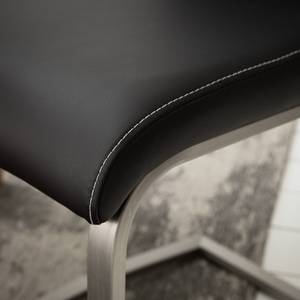 Chaise cantilever Lezuza Imitation cuir / Acier inoxydable - Cuir synthétique Leja: Noir - Lot de 2