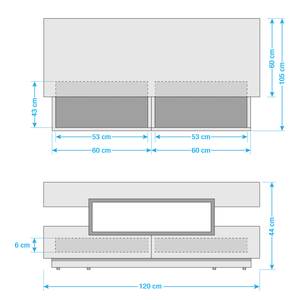 Salontafel Anna hoogglans wit/donkergrijs