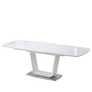 Table Abasa Verre / Acier inoxydable - Gris brillant / Acier inoxydable - Gris clair brillant