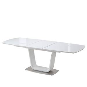 Table Abasa Verre / Acier inoxydable - Gris brillant / Acier inoxydable - Gris clair brillant