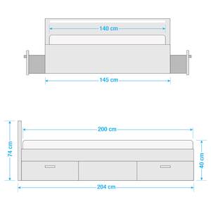 Tweepersoonsbed Michigan Sonoma eikenhouten look - 140 x 200cm