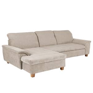 Ecksofa Charlo Antiklederlook - Flachgewebe Soan: Cappuccino - Longchair davorstehend links - Ohne Schlaffunktion