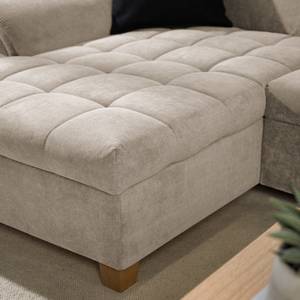 Ecksofa Charlo Antiklederlook - Flachgewebe Soan: Cappuccino - Longchair davorstehend links - Ohne Schlaffunktion