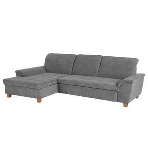 Ecksofa Charlo Antiklederlook - Flachgewebe Soan: Grau - Longchair davorstehend links - Ohne Schlaffunktion