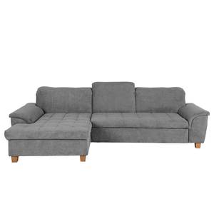 Ecksofa Charlo Antiklederlook - Flachgewebe Soan: Grau - Longchair davorstehend links - Ohne Schlaffunktion