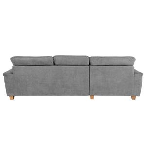 Ecksofa Charlo Antiklederlook - Flachgewebe Soan: Grau - Longchair davorstehend links - Ohne Schlaffunktion