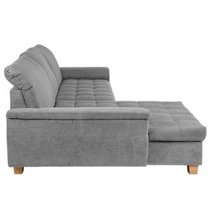 Ecksofa Charlo Antiklederlook - Flachgewebe Soan: Grau - Longchair davorstehend links - Ohne Schlaffunktion