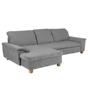 Ecksofa Charlo Antiklederlook - Flachgewebe Soan: Grau - Longchair davorstehend links - Ohne Schlaffunktion