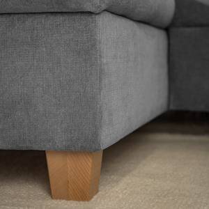 Ecksofa Charlo Antiklederlook - Flachgewebe Soan: Grau - Longchair davorstehend links - Ohne Schlaffunktion