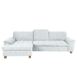 Ecksofa Charlo Antiklederlook - Flachgewebe Soan: Pastellblau - Longchair davorstehend links - Ohne Schlaffunktion