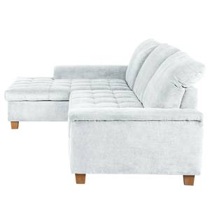 Ecksofa Charlo Antiklederlook - Flachgewebe Soan: Pastellblau - Longchair davorstehend links - Ohne Schlaffunktion