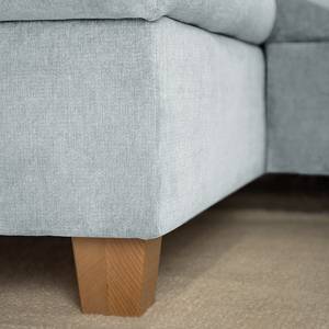 Ecksofa Charlo Antiklederlook - Flachgewebe Soan: Pastellblau - Longchair davorstehend links - Ohne Schlaffunktion