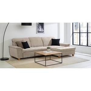 Ecksofa Charlo Antiklederlook - Flachgewebe Soan: Cappuccino - Longchair davorstehend rechts - Ohne Schlaffunktion