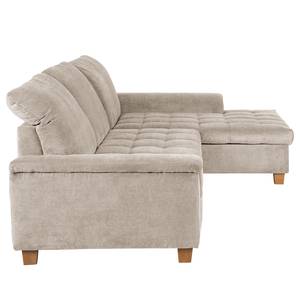 Ecksofa Charlo Antiklederlook - Flachgewebe Soan: Cappuccino - Longchair davorstehend rechts - Ohne Schlaffunktion