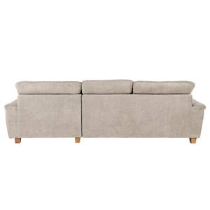 Ecksofa Charlo Antiklederlook - Flachgewebe Soan: Cappuccino - Longchair davorstehend rechts - Ohne Schlaffunktion