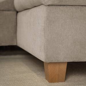 Ecksofa Charlo Antiklederlook - Flachgewebe Soan: Cappuccino - Longchair davorstehend rechts - Ohne Schlaffunktion