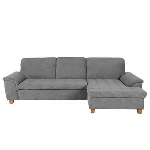 Ecksofa Charlo Antiklederlook - Flachgewebe Soan: Grau - Longchair davorstehend rechts - Ohne Schlaffunktion