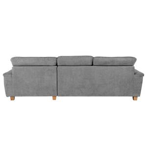 Ecksofa Charlo Antiklederlook - Flachgewebe Soan: Grau - Longchair davorstehend rechts - Ohne Schlaffunktion