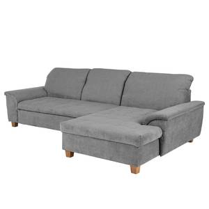 Ecksofa Charlo Antiklederlook - Flachgewebe Soan: Grau - Longchair davorstehend rechts - Ohne Schlaffunktion