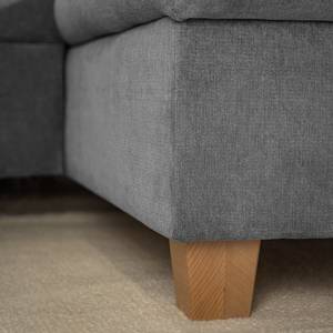 Ecksofa Charlo Antiklederlook - Flachgewebe Soan: Grau - Longchair davorstehend rechts - Ohne Schlaffunktion