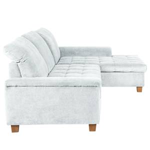 Ecksofa Charlo Antiklederlook - Flachgewebe Soan: Pastellblau - Longchair davorstehend rechts - Ohne Schlaffunktion