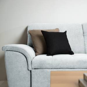 Ecksofa Charlo Antiklederlook - Flachgewebe Soan: Pastellblau - Longchair davorstehend rechts - Ohne Schlaffunktion