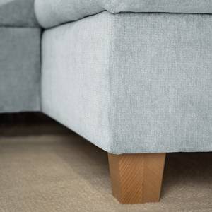 Ecksofa Charlo Antiklederlook - Flachgewebe Soan: Pastellblau - Longchair davorstehend rechts - Ohne Schlaffunktion