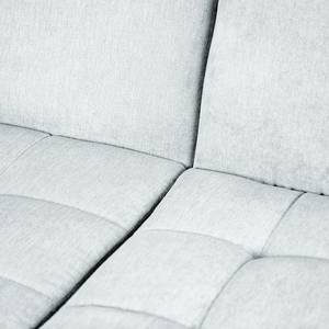 Ecksofa Charlo Antiklederlook - Flachgewebe Soan: Pastellblau - Longchair davorstehend rechts - Ohne Schlaffunktion