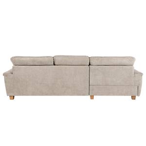 Ecksofa Charlo Antiklederlook - Flachgewebe Soan: Cappuccino - Longchair davorstehend links - Mit Schlaffunktion