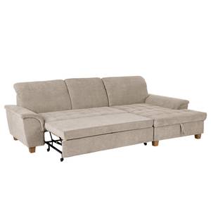 Ecksofa Charlo Antiklederlook - Flachgewebe Soan: Cappuccino - Longchair davorstehend rechts - Mit Schlaffunktion