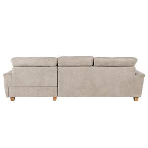 Ecksofa Charlo Antiklederlook - Flachgewebe Soan: Cappuccino - Longchair davorstehend rechts - Mit Schlaffunktion