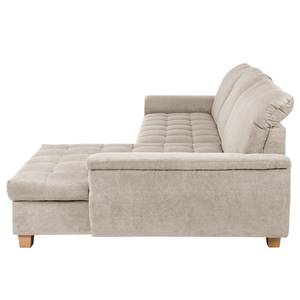 Ecksofa Charlo Antiklederlook - Flachgewebe Soan: Cappuccino - Longchair davorstehend rechts - Mit Schlaffunktion