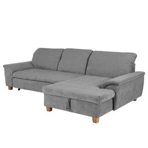 Ecksofa Charlo Antiklederlook - Flachgewebe Soan: Grau - Longchair davorstehend rechts - Mit Schlaffunktion