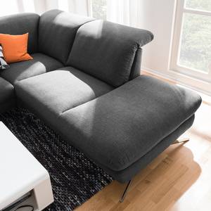 Ecksofa Radway Flachgewebe Schwarz - Ottomane davorstehend rechts